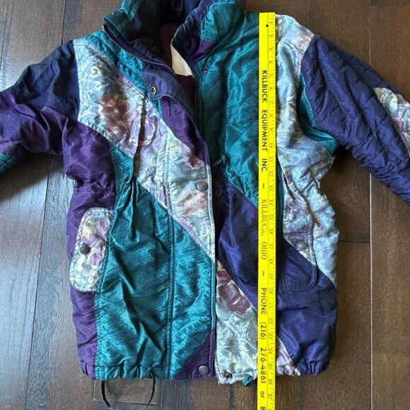 Vintage innovations by Izzy 1990s women’s puffer coat size small iridescent flor - Picture 9 of 11
